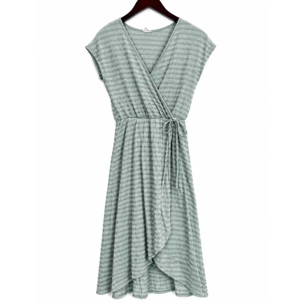 Caution to the Wind Sage Green Faux Wrap Midi Dress | Large (Estimated)